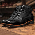 Harvey | Men's Burnished Round-Toe Lace-Up Vegan Leather Chukka Boots