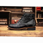 Harvey | Men's Burnished Round-Toe Lace-Up Vegan Leather Chukka Boots