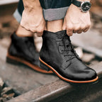 Harvey | Men's Burnished Round-Toe Lace-Up Vegan Leather Chukka Boots