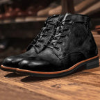 Harvey | Men's Burnished Round-Toe Lace-Up Vegan Leather Chukka Boots