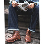 Harvey | Men's Burnished Round-Toe Lace-Up Vegan Leather Chukka Boots