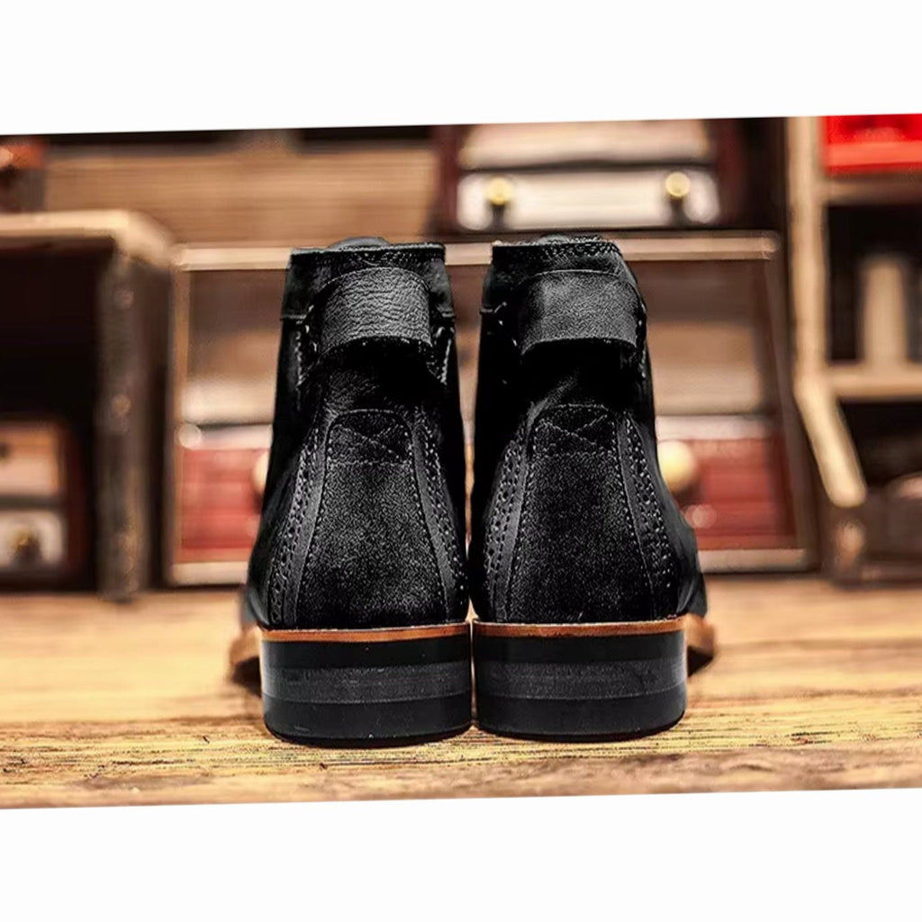 Harvey | Men's Burnished Round-Toe Lace-Up Vegan Leather Chukka Boots
