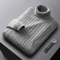 Gregory | Men's Cable-Knit Polo Neck Regular-Fit Jumper