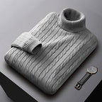 Gregory | Men's Cable-Knit Polo Neck Regular-Fit Jumper