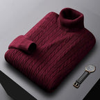 Gregory | Men's Cable-Knit Polo Neck Regular-Fit Jumper