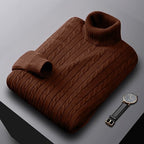 Gregory | Men's Cable-Knit Polo Neck Regular-Fit Jumper