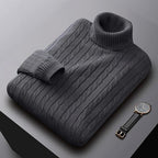 Gregory | Men's Cable-Knit Polo Neck Regular-Fit Jumper