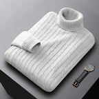 Gregory | Men's Cable-Knit Polo Neck Regular-Fit Jumper