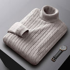 Gregory | Men's Cable-Knit Polo Neck Regular-Fit Jumper