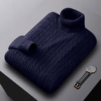 Gregory | Men's Cable-Knit Polo Neck Regular-Fit Jumper