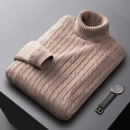 Gregory | Men's Cable-Knit Polo Neck Regular-Fit Jumper
