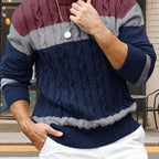 Bradley | Men's Colour-Block Cable-Knit Crew Neck Jumper