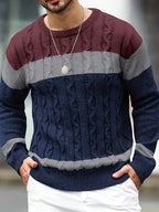 Bradley | Men's Colour-Block Cable-Knit Crew Neck Jumper