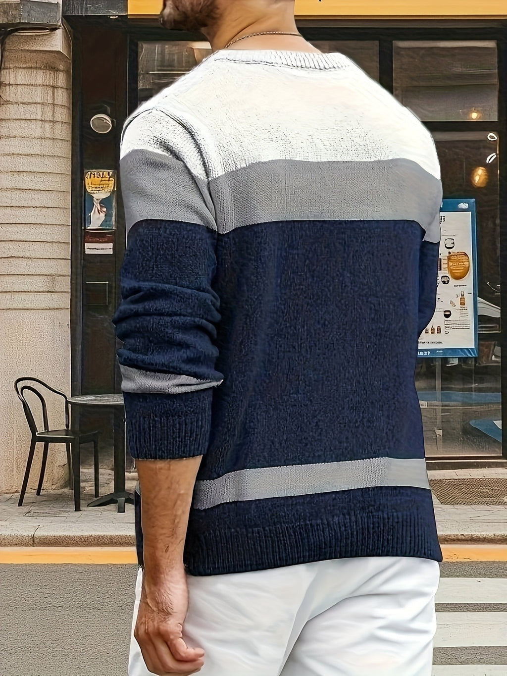 Bradley | Men's Colour-Block Cable-Knit Crew Neck Jumper