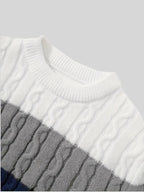 Bradley | Men's Colour-Block Cable-Knit Crew Neck Jumper