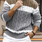 Bradley | Men's Colour-Block Cable-Knit Crew Neck Jumper