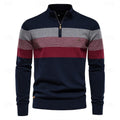 Weston | Men's Colour-Block Quarter-Zip Mock-Neck Ribbed-Trim Jumper