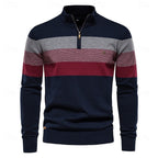 Weston | Men's Colour-Block Quarter-Zip Mock-Neck Ribbed-Trim Jumper