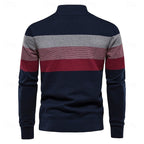 Weston | Men's Colour-Block Quarter-Zip Mock-Neck Ribbed-Trim Jumper