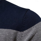 Weston | Men's Colour-Block Quarter-Zip Mock-Neck Ribbed-Trim Jumper