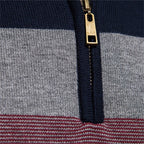 Weston | Men's Colour-Block Quarter-Zip Mock-Neck Ribbed-Trim Jumper