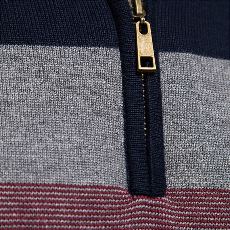 Weston | Men's Colour-Block Quarter-Zip Mock-Neck Ribbed-Trim Jumper