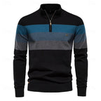 Weston | Men's Colour-Block Quarter-Zip Mock-Neck Ribbed-Trim Jumper