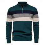Weston | Men's Colour-Block Quarter-Zip Mock-Neck Ribbed-Trim Jumper