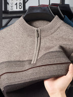 Ambrose | Men's Colour-Block Striped Funnel Neck Half-Zip Jumper