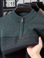Ambrose | Men's Colour-Block Striped Funnel Neck Half-Zip Jumper