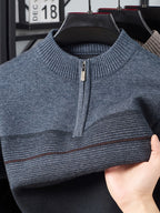 Ambrose | Men's Colour-Block Striped Funnel Neck Half-Zip Jumper
