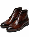 Harlan | Men's Croc-Embossed Vegan Leather Almond-Toe Lace-Up Chukka Boots