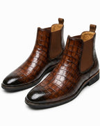 Harlan | Men's Croc-Embossed Vegan Leather Almond-Toe Lace-Up Chukka Boots