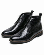 Harlan | Men's Croc-Embossed Vegan Leather Almond-Toe Lace-Up Chukka Boots