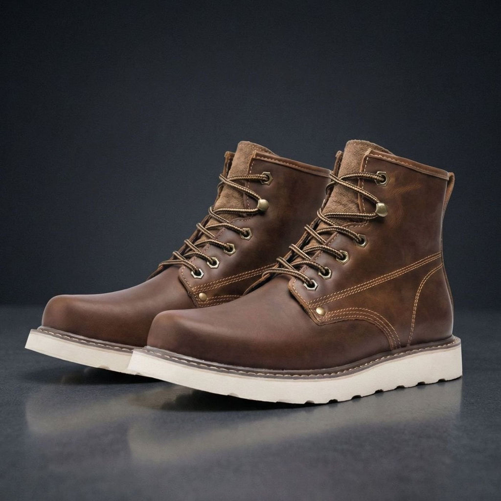 Harlan | Men's High-Ankle Moc-Toe Lace-Up Contrast-Sole Boots