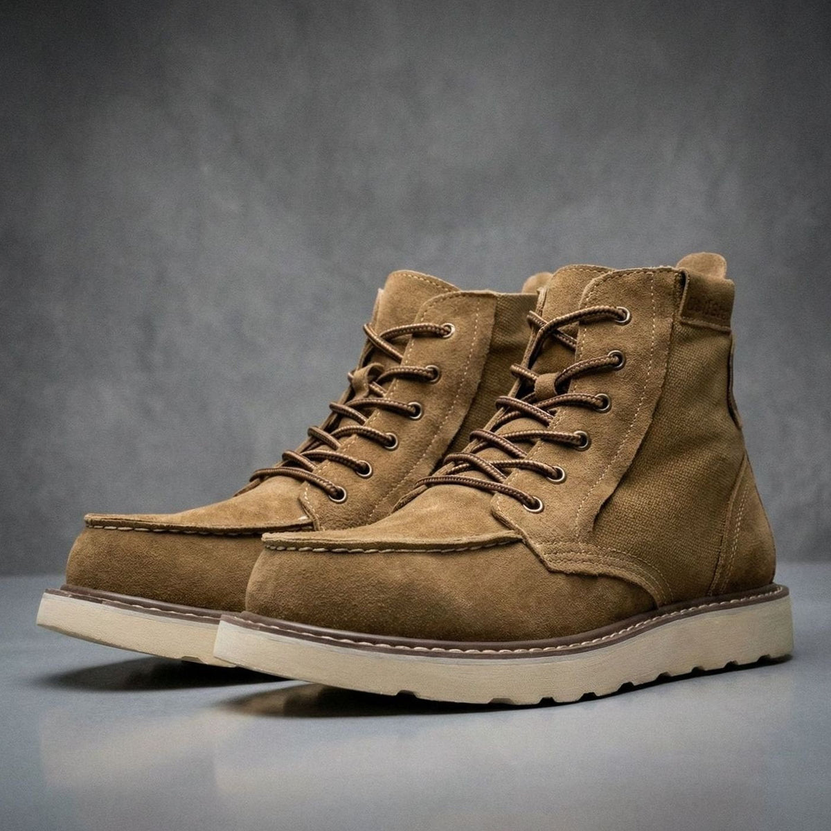Harlan | Men's High-Ankle Moc-Toe Lace-Up Contrast-Sole Boots