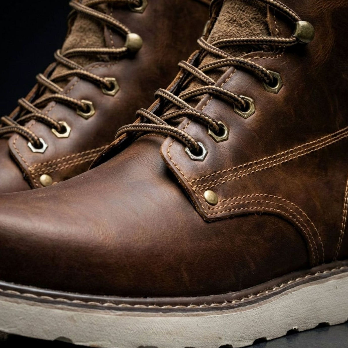 Harlan | Men's High-Ankle Moc-Toe Lace-Up Contrast-Sole Boots
