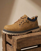 Hudson | Men's Lace-Up Round-Toe Contrast-Collar Vegan Leather Low-Top Work Boots