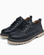 Hudson | Men's Lace-Up Round-Toe Contrast-Collar Vegan Leather Low-Top Work Boots