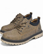 Hudson | Men's Lace-Up Round-Toe Contrast-Collar Vegan Leather Low-Top Work Boots