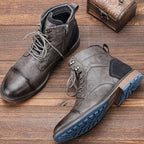 Harrison | Men's Lace-Up Side-Zip Reinforced Vegan Leather Cap-Toe Ankle Boots