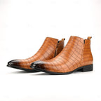 Sterling | Men's Pointed-Toe Croc-Embossed Slip-On Chelsea Boots