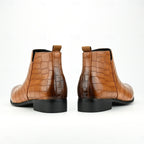 Sterling | Men's Pointed-Toe Croc-Embossed Slip-On Chelsea Boots