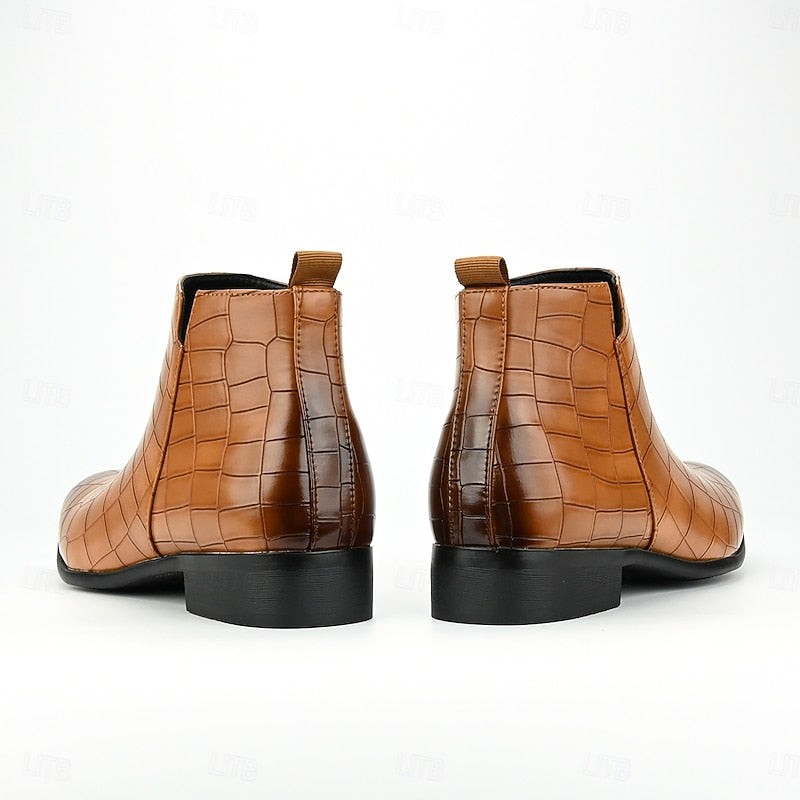 Sterling | Men's Pointed-Toe Croc-Embossed Slip-On Chelsea Boots
