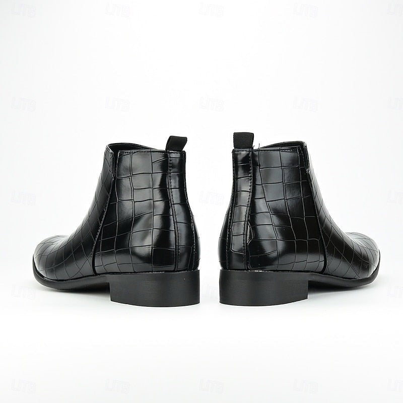 Sterling | Men's Pointed-Toe Croc-Embossed Slip-On Chelsea Boots