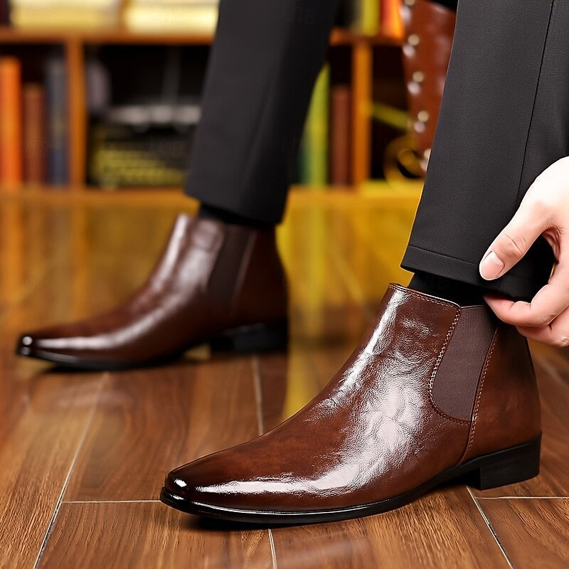 Holden | Men's Polished Pointed-Toe Vegan Leather Chelsea Boots