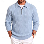 Winslow | Men's Quarter-Zip Cable-Knit Pointed-Collar Polo Jumper