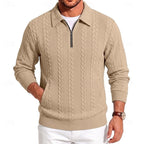 Winslow | Men's Quarter-Zip Cable-Knit Pointed-Collar Polo Jumper