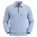Winslow | Men's Quarter-Zip Cable-Knit Pointed-Collar Polo Jumper