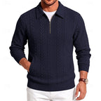 Winslow | Men's Quarter-Zip Cable-Knit Pointed-Collar Polo Jumper